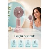 Saravita USB Şarjlı Mini El Fanı Taşınabilir Masaüstü Sessiz Vantilatör Güçlü Serinlik - Pembe