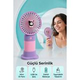 Saravita USB Şarjlı Mini El Fanı Taşınabilir Sessiz Masaüstü Vantilatör Mini Fan - Mor - Pembe