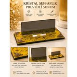 Saray Foto Kişiye Özel Lüks Kristal Masa Isimliği - Dekoratif Modern Vıp Ofis Hediyesi - Sarı
