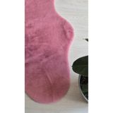Saray Life Tavşan Tüyü Peluş Süet Tabanlı Post Pembe Renk Ultra Yumuşak Post Yıkanabilir Halı