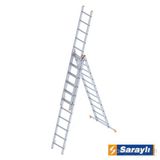 Saraylı Endüstriyel A Tipi Merdiven 3x11 7,3 Metre Gümüş Gri Alüminyum Kaymaz Basamaklar