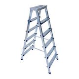 Saraylı Özel Alaşımlı Metal Çift Çıkışlı Çift Taraflı Seyyar Merdiven 6+6 Basamaklı Gri