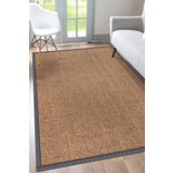 SARAZ HALI 0503-Gri Kumaş Bordür Sisal Halı Kilim Hav Toz Vermez Kolay Temizlenen Hasır Kilim