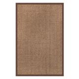 SARAZ HALI 0503-Kahve Kumaş Bordür Sisal Halı Kilim Hav Toz Vermez Kolay Temizlenen Hasır Kilim