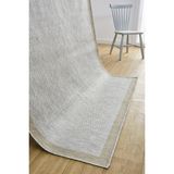 Saraz Halı 1017 Gri Sisal Halı Bej Bordürlü Özel Ölçü Dokuma Hasır Halı Kaymaz Taban - 120 x 350 cm