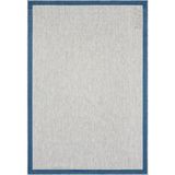 Saraz Halı 1017 Gri Sisal Halı Lacivert Bordürlü Özel Ölçü Dokuma Hasır Halı Kaymaz Taban - 160 x 500 cm