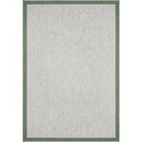Saraz Halı 1017 Gri Sisal Halı Yeşil Bordürlü Özel Ölçü Dokuma Hasır Halı Kaymaz Taban - 200 x 500 cm - Çok Renkli