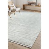 SARAZ HALI Bambum Soft 1002 Beyaz Düz Desen Modern Bambu Saten Kaymaz Taban Yıkanabilir Salon Mutfak Halısı