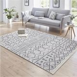 Saraz Halı Bohem Serisi Çift Taraflı Iskandinav Dokuma Pamuklu Kilim Gri - 80 x 300 cm