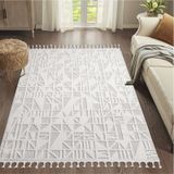 Saraz Halı Bukle11883 Beyaz Yumuşak Dokulu Halı Kilim Salon Mutfak Koridor Kesme Yolluk Dokuma Makine Halısı Beyaz
