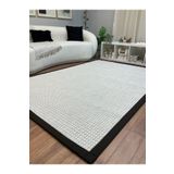 SARAZ HALI Kumaş Bordür Beyaz Bukle Koyu Kahve Bordür Halı Salon Koridor Mutfak Çocuk Odası Halısı Kilim S261