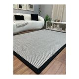 SARAZ HALI Kumaş Bordür Gri Bukle Siyah Bordür Halı Salon Koridor Mutfak Çocuk Odası Halısı Kilim S270