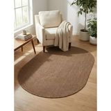 Saraz Halı OVAL 0604 Düz Dokuma Sisal Halı Jüt Tabanlı Hasır Kesme Halı Leke Tutmaz Antialerjik - Kahve - 100 x 460 cm