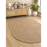 Saraz Halı OVAL Sisal Jut Hasır Model Tek Renk Dokuma Yıkanabilir Toz Vermez Halı Bej - 80 x 100 cm