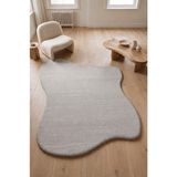 Saraz Halı Puffy Amorf Peluş Halı Kaymaz Taban Yumuşak Organik Şekilli Dekoratif Halı Gri - 100 x 200 cm