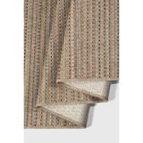 Saraz Halı Rio Serisi 7911A Modern Sisal Dokuma Renkli Çizgili Halı - Iskandinav Tarz Hasır Kilim - Antialerjik Leke Tutmaz - Krem - 80 x 100 cm