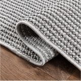 Saraz Halı S256 Beyaz Bukle Halı – Saraz Buklem Koleksiyonu Salon Halısı, Mutfak Halısı, Antre Hol Halısı - Beyaz - Gri - 200 x 400 cm