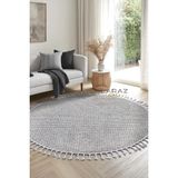 Saraz Halı S256 Gri Yuvarlak Bukle Halı – Buklem Koleksiyonu Salon Halısı, Mutfak Halısı, Antre Hol Halısı - 80 x 80 cm