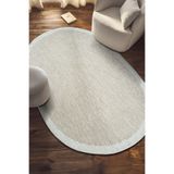 SARAZ HALI S605-KREM KREM Oval Sisal Jüt Halı Düz Dokuma Hasır Halı Kaymaz Taban Salon Oturma Odası Halısı
