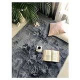 Saraz Halı Saraz Tavşan Tüyü Peluş Halı Soft Antrasit Modern Tema Yıkanabilir Dokuma Taban - Gri - 100 x 150 cm