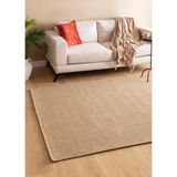 Saraz Halı Sisal Jut Hasır Model Tek Renk Dokuma Yıkanabilir Toz Vermez Halı Kahve - 200 x 300 cm - Kahverengi