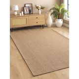 Saraz Halı Sisal Jut Hasır Model Tek Renk Dokuma Yıkanabilir Toz Vermez Halı Krem - Kahve - 80 x 350 cm