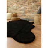 Saraz Halı Tavşan Tüyü Post Peluş Ultra Yumuşak Post Puffy Cappuccino - Siyah - 100 x 150 cm