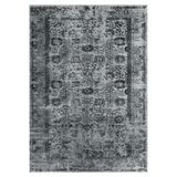 SARAZ HALI Vintage Siyah Eskitme Şönil Halı Kaymaz Taban Yıkanabilir Salon Oturma Odası Halısı M1196
