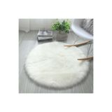 SARAZ HALI Yuvarlak Yerli Peluş Yumoş Beyaz