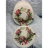 Sarda Design Kokina Desenli Ekru Supla Takımı ,amerikan Servis,sofra Takımı - 33 x 33