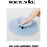 Sardıcı Lavabo Tıkacı Süzgeçli Tıkaç Silikon Büyük Banyo Küvet Kapağı Yeni Nesil Evye Kapatma Gider Tıpası - Mavi