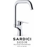 Sardıcı Sedir Mutfak Evye Bataryası Krom Pirinç Gövde Çift Su Girişli Tam Takım