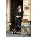 Sardınelli Mono Yaka Özel Tasarım Gold Detaylı Slim Fit Takım Elbise Siyah - 46