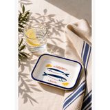 Sardines Sardalya Desenli Emaye Çerezlik, Meze Tabağı 16x11x3,5 cm