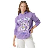 Şardonlu Anime Sweatshirt Kapüşonlu Oversize Uzun Kollu