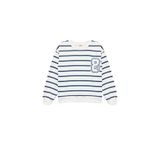 Şardonlu Bisiklet Yaka Uzun Kollu Nakış Detaylı Çizgili Sweatshirt