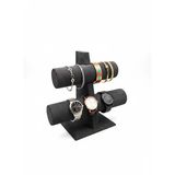 Sardunya Kumaş Füme Renk 24/22 Cm İkili Saat - Bileklik Sergileme Standı