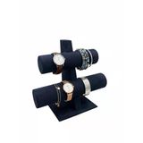 Sardunya Kumaş Lacivert Renk 24/22 Cm İkili Saat - Bileklik Sergileme Standı