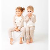 Sare Baby Konfor Serisi Unisex Bebek Takımı 3'lü Set Ekstra Yumuşak %100 Pamuk Özel Fitilli Kumaş - 0 - 6 Ay - Bej