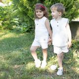 Sare Baby Müslin Kolsuz Yazlık Bebek Takımı - 3 - 4 Yaş - Ekru
