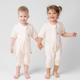 Sare Baby Yazlık Uyku Tulumu Dizaltı Boy %100 Doğal Pamuk Oeko-Tex Sertifikalı Kumaş 0.2 Tog Bebek Uyku Tulumu - Açık Bej - 2 - 3 Yaş