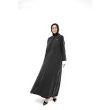 Sare Cupra Biyeli Kol Katlamalı Abaya – Siyah - Beyaz