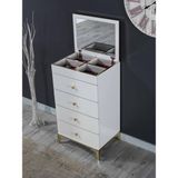Sare Home Arya Modern Şifonyer 4 Çekmeceli 60x106 cm Beyaz Aksesuar Bölmeli Tasarım