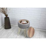 Sare Home Bianco Metal Ayaklı Sehpalı Puf Altın Gümüş Gri (Gold Silver Gray) - Gümüş - Gri