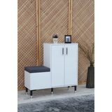 Sare Home Retro Puflu (Oturaklı) Ayakkabılık - Beyaz
