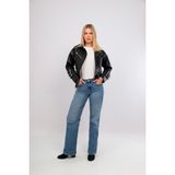 Sare Mod Kadın Siyah Crop Ceket Deri Mont - L - 001 Siyah - Regular Fit