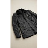 Sare Mod Kürk Yaka Siyah Erkek Deri Ceket Dayanıklı Kuzuderisi ile Şık Görünüm - 2XL - 001 Siyah - Regular Fit
