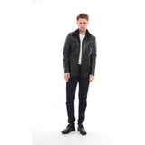 Sare Mod Kürk Yaka Siyah Erkek Deri Ceket Dayanıklı ve Şık Tasarım ile Konfor Sunar - 001 Siyah - Regular Fit - 4XL