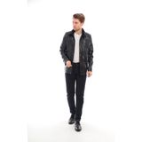 Sare Mod Kürk Yaka Siyah Haklki Erkek Deri Ceket - 001 Siyah - Regular Fit