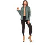 Sare Mod Loungwear Kadın Deri Ceket Deri Mont - XL - 348-Yeşil - Regular Fit